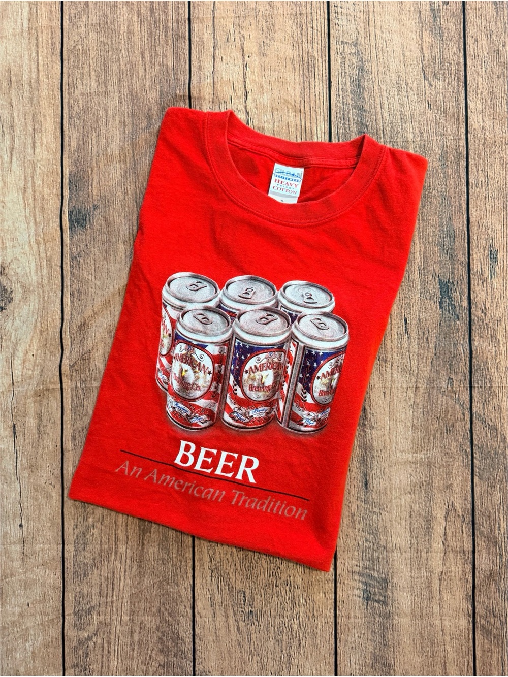 Size XL Vintage Beer An American Tradition Graphic Red Tee